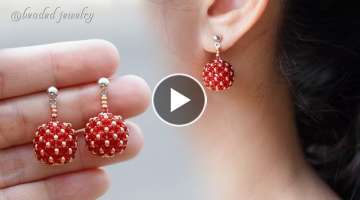 Berries beaded bead earrings. How to make jewelry. Beading tutorial